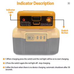 Dewalt powerbank – adapteris, su USB ir type‑C jungtimis, greitas įkrovimas