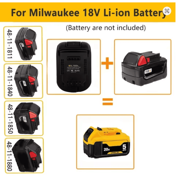 Dewalt 18V/20V - Milwaukee M18 akumuliatoriaus adapteris