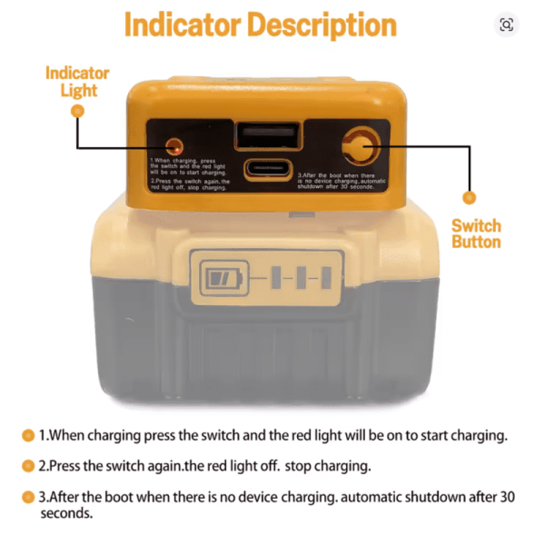 dewalt-powerbank-adapteris-su-usb-ir-typec-jungtimis-greitas-ikrovimas1 Dewalt 18V/20V Powerbank - USB ir Type-C adapteris