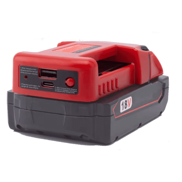 milwaukee-powerbank-adapteris-su-usb-ir-typec-jungtimis-greitas-ikrovimas1 Milwaukee M18 Powerbank - USB ir Type-C adapteris