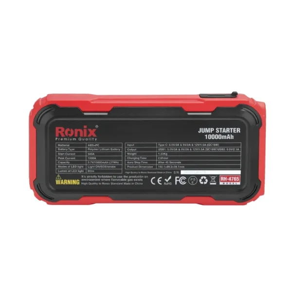 Ronix RH-4765 – galinė etiketė