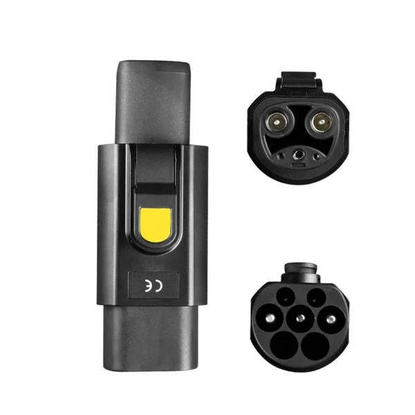 AC-Single-Phase-220V-32A-Electric-Car-Connector-Type-2-EV-Charger-Type-2-to-Tesla-Adapter-1.webp Type 2 į Tesla NACS adapteris 32A EV įkrovimui