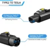AC-Single-Phase-220V-32A-Electric-Car-Connector-Type-2-EV-Charger-Type-2-to-Tesla-Adapter-3.webp Type 2 į Tesla NACS adapteris 32A EV įkrovimui