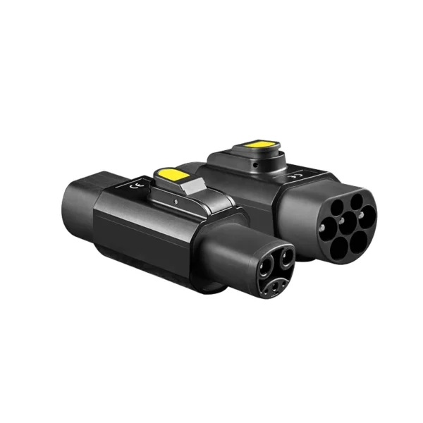 AC-Single-Phase-220V-32A-Electric-Car-Connector-Type-2-EV-Charger-Type-2-to-Tesla-Adapter.webp Type 2 į Tesla NACS adapteris 32A EV įkrovimui
