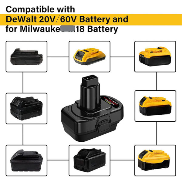 Powuse2-in-1MilwaukeeDeWalt20VtoDeWalt12V14.4VNi-MHBatteryAdapter_10.jpg Dewalt 12V - Dewalt 18V/20V & Milwaukee M18 akumuliatoriaus adapteris
