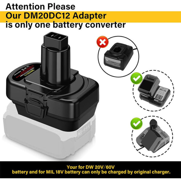 Powuse2-in-1MilwaukeeDeWalt20VtoDeWalt12V14.4VNi-MHBatteryAdapter_11.jpg Dewalt 12V - Dewalt 18V/20V & Milwaukee M18 akumuliatoriaus adapteris