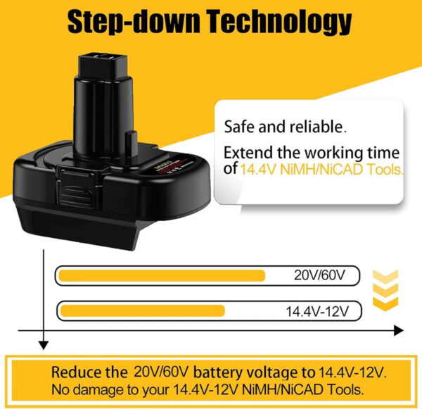 Powuse2-in-1MilwaukeeDeWalt20VtoDeWalt12V14.4VNi-MHBatteryAdapter_3.jpg Dewalt 12V - Dewalt 18V/20V & Milwaukee M18 akumuliatoriaus adapteris