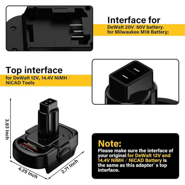 Powuse2-in-1MilwaukeeDeWalt20VtoDeWalt12V14.4VNi-MHBatteryAdapter_8.jpg Dewalt 12V - Dewalt 18V/20V & Milwaukee M18 akumuliatoriaus adapteris