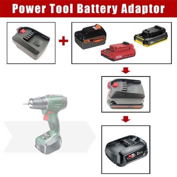 PowuseBlack_DeckerPorter-CableStanleyToBoschPBABatteryAdapter_7.jpg Bosch Green PBA 18V - Black+Decker 18V/20V akumuliatoriaus adapteris
