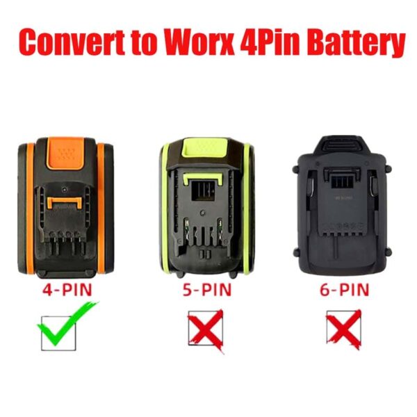 PowuseBoschToWorx4PINBatteryAdapter_5.jpg Worx 20V - Bosch Blue GBA 18V akumuliatoriaus adapteris