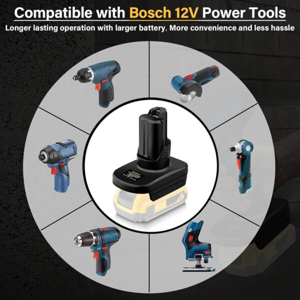 PowuseDeWaltMilwaukee18VtoBosch12VBatteryAdapter_5.jpg Bosch 12V - Dewalt 18V/20V & Milwaukee M18 akumuliatoriaus adapteris