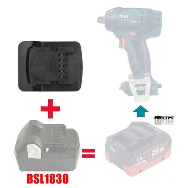 PowuseHitachiBatteryToMetaboToolAdapter_1.jpg Metabo 18V - Hitachi/Hikoki 18V akumuliatoriaus adapteris