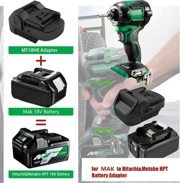 PowuseMakitatoHitachiHikokiMetaboHPTBatteryAdapter_3.jpg Hitachi/Hikoki 18V - Makita 18V LXT akumuliatoriaus adapteris