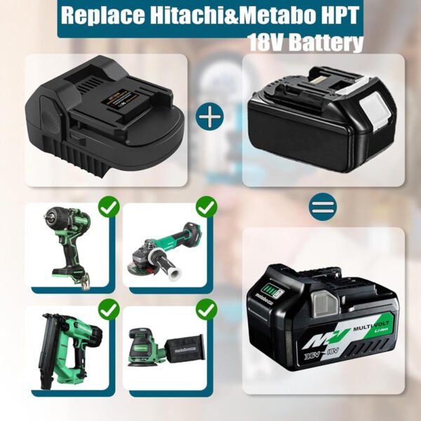 Hitachi/Hikoki 18V - Makita 18V LXT akumuliatoriaus adapteris