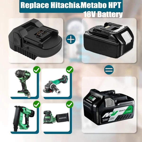 PowuseMakitatoHitachiHikokiMetaboHPTBatteryAdapter_4.jpg Hitachi/Hikoki 18V - Makita 18V LXT akumuliatoriaus adapteris
