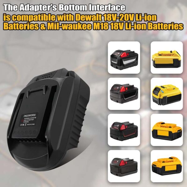 PowuseMilwaukeeDewalttoWorx6PINBatteryAdapter_4.jpg Worx 20V - Dewalt 18V/20V akumuliatoriaus adapteris