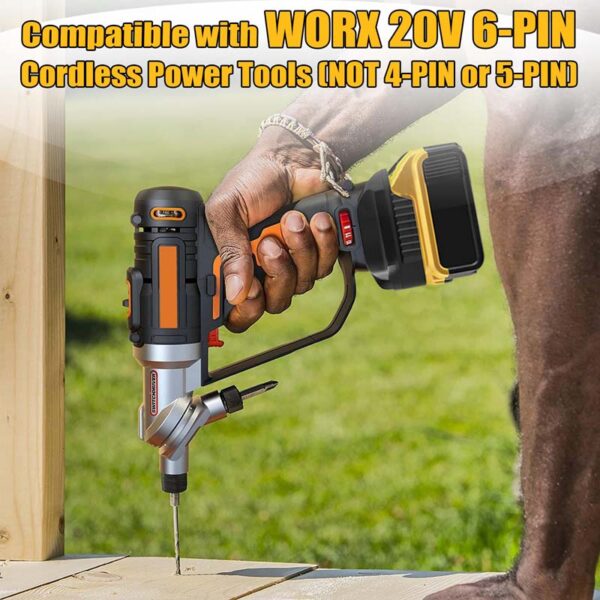 PowuseMilwaukeeDewalttoWorx6PINBatteryAdapter_7.jpg Worx 20V - Dewalt 18V/20V akumuliatoriaus adapteris