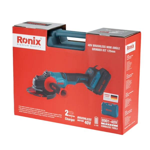 Ronix 8901-40V akumuliatorinis kampinis šlifuoklis 125 mm