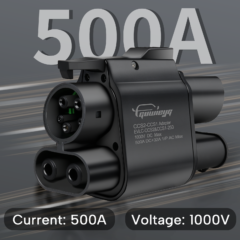 CCS2 į CCS1 adapteris AC+DC – 500 A, 1000 V, iki 500 kW JAV elektromobiliams