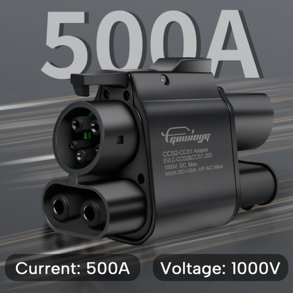 ccs1 CCS2 į CCS1 adapteris AC+DC – 500 A, 1000 V, iki 500 kW JAV elektromobiliams