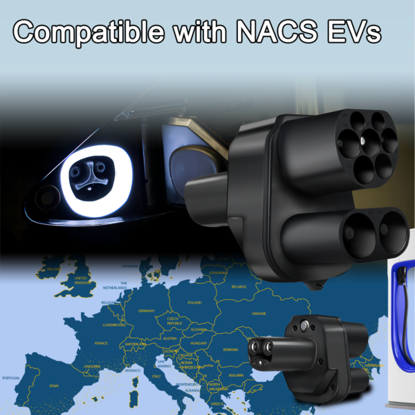 CCS2 į NACS AC+DC adapteris Tesla Model 3/Y/S/X – 500 A, 1000 V, iki 500 kW
